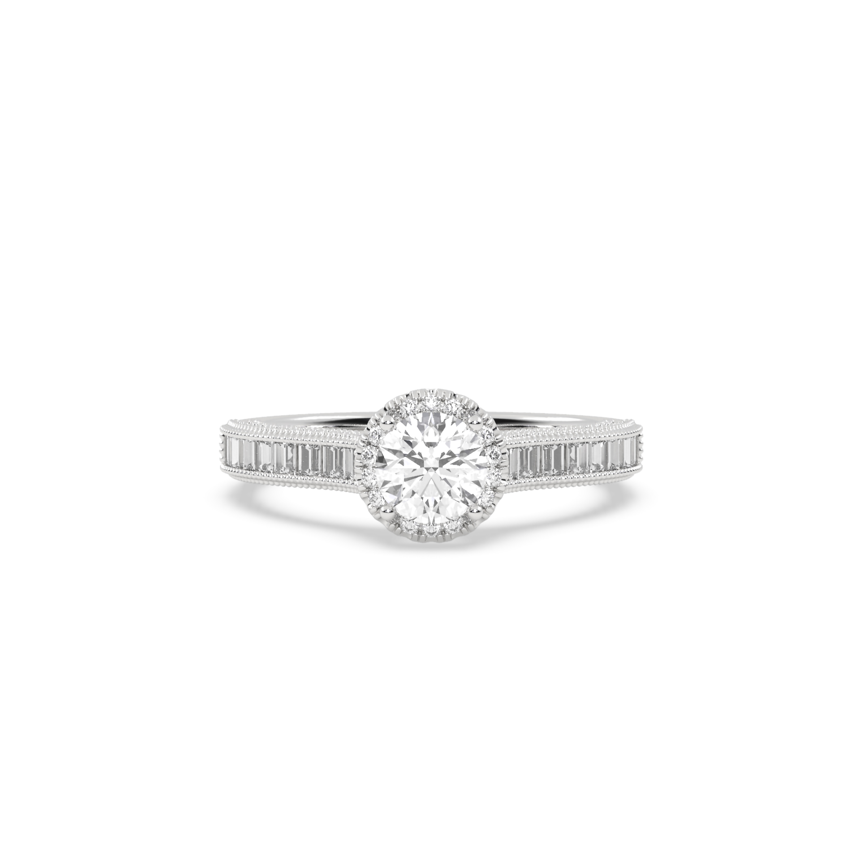 White Gold Studded 1.408 Carat Lab Grown Diamond Ring-G Color VS1 Clarity.